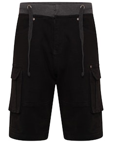 KAM Stretch-Cargo-Shorts mit gerippter Taille Schwarz